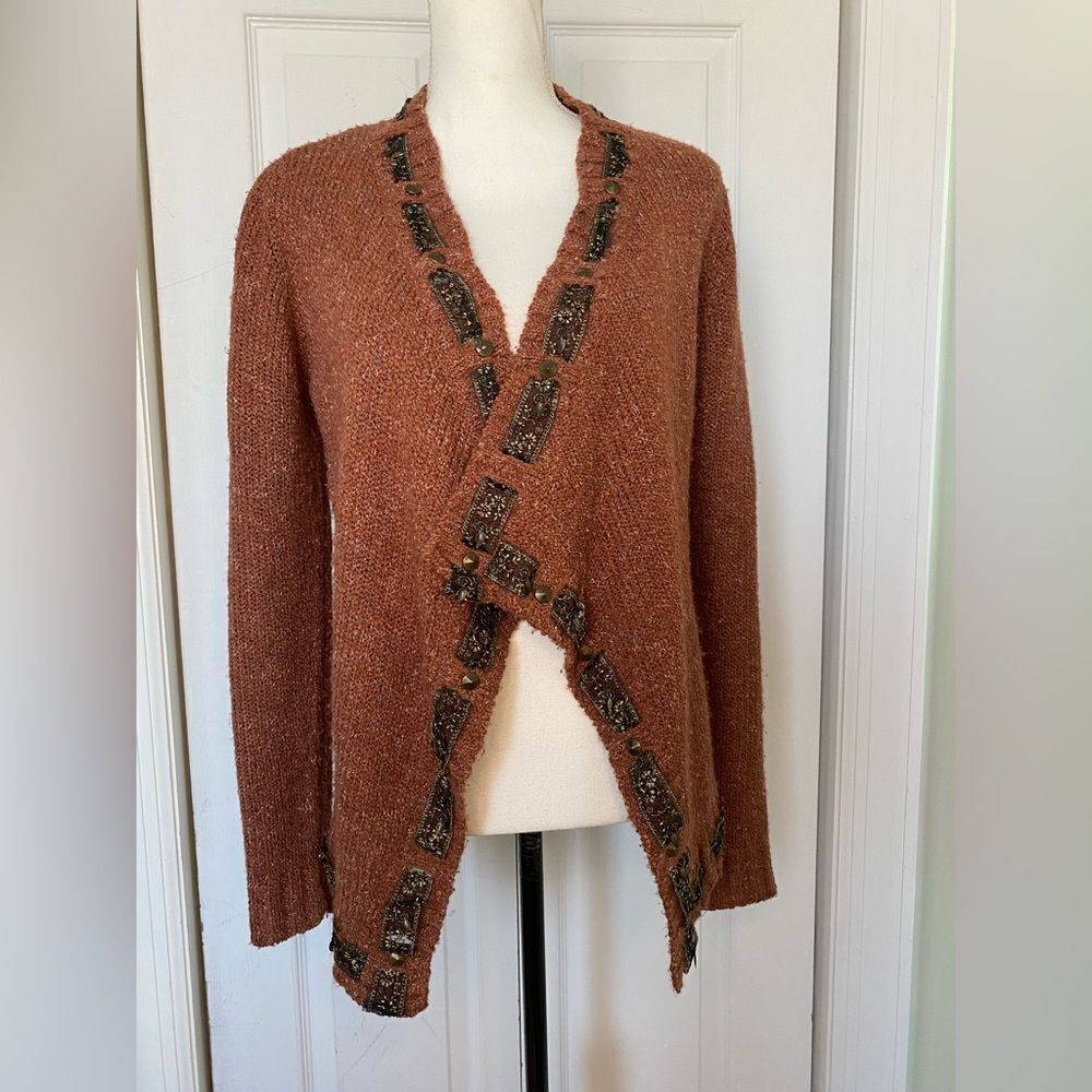 90s/00s BKE Auburn Fall Motif Lace Cardigan